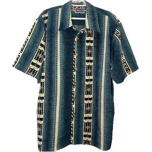 Vintage 90s J Morado Geometric Shirt XL Southwestern Print Ornate Buttons